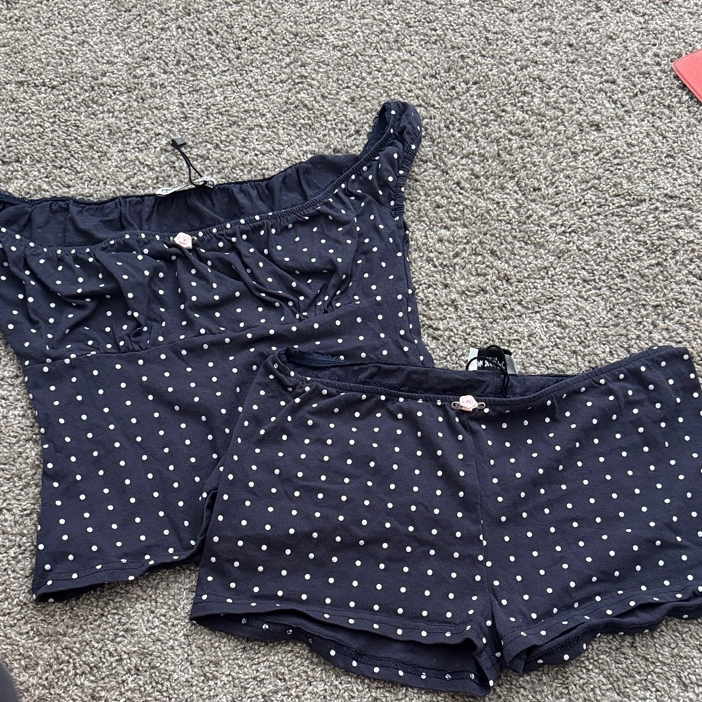 Princess Polly Navy Polka Dot Pajama Set